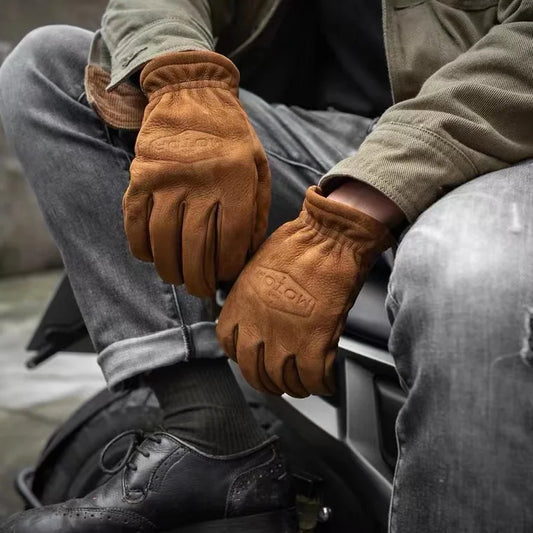 Gants de travail d'extérieur en cuir givré, gants de cyclisme chauds et vintage, chauffe-mains tactiques militaires