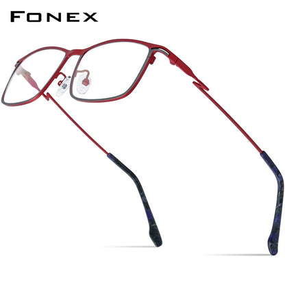 Montura de gafas de titanio FONEX para hombre 2023, gafas cuadradas retro para mujer, gafas coloridas mate F85777