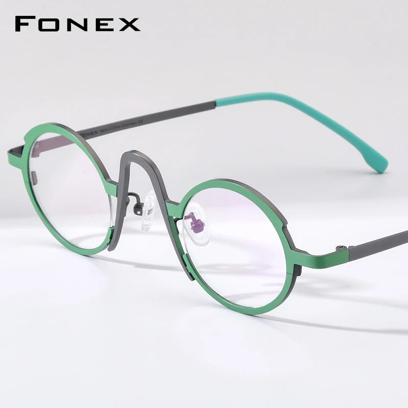 FONEX Monture de lunettes en titane coloré pour femmes Lunettes ovales rétro à la mode 2023 Nouvelles lunettes F85772