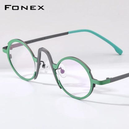 FONEX Colorful Titanium Eyeglasses Frame Women Retro Fashion Oval Glasses 2023 New Eyewear F85772