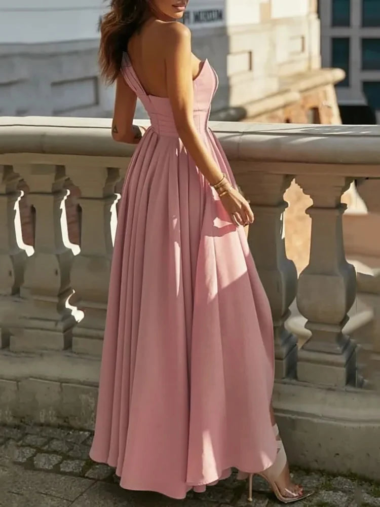 Vestido elegante de lujo para mujer, color rosa, para cóctel, noche, gala, graduación, ocasión formal, dama de honor