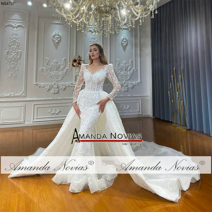 NS4797 Manches 2 en 1 Robe de mariée Taille personnalisée