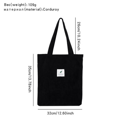 Corduroy Bag for Women Shopper Handbags Environmental Storage Reusable Canvas Shoulder Tote Bag school bags girl Christmas Gift