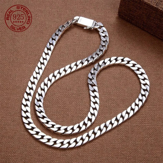 Factory Price 100% S925 Sterling Silver Necklace 7MM 8MM 10MM Punk S925 Silver Jewelry Certified Men Silver Jewelry Gifts