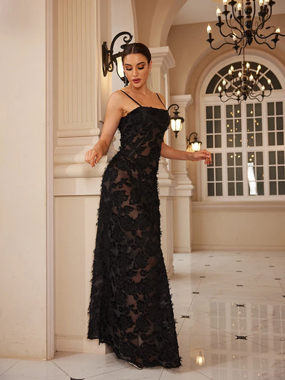 Vestidos formales para ocasiones especiales Mingmingxi, vestidos largos negros con apliques para fiestas de baile, vestidos largos elegantes y hermosos para mujer