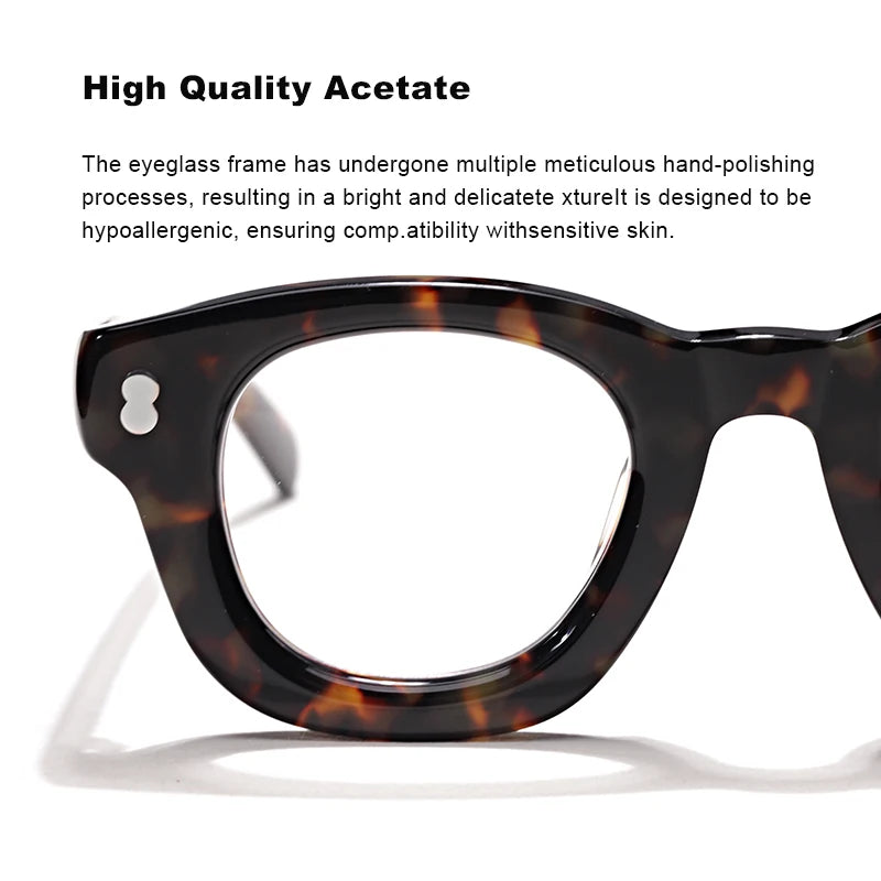 Montura de acetato redonda gruesa de lujo hecha a mano para hombres y mujeres, montura de gafas graduadas ópticas con bisagra de aleación, personalización de personalidad