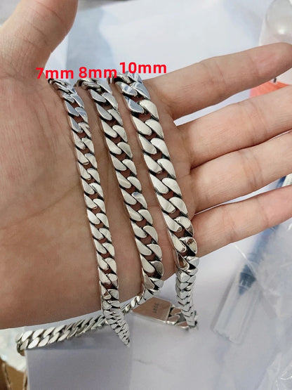 Factory Price 100% S925 Sterling Silver Necklace 7MM 8MM 10MM Punk S925 Silver Jewelry Certified Men Silver Jewelry Gifts