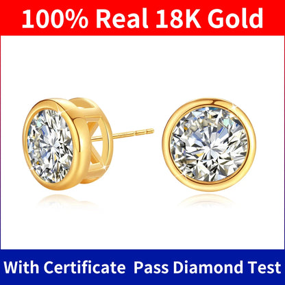 Szjinao Moissanite Earrings 18k Gold 100% Real With Certificate Luxury AU750 Jewelry For Women k Gold Earring Studs Trend Gifts