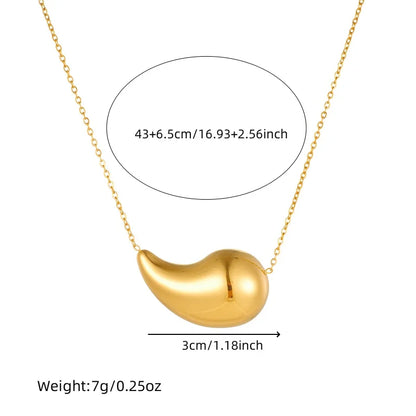 DIEYURO 316L Stainless Steel Golden Droplet Shape Necklace Bracelet Earrings Suit Women 2024 New Trend Non-fading Jewelry Set