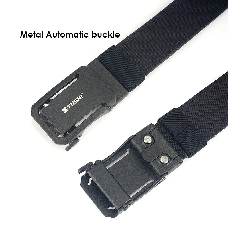 VATLTY Nouvelle ceinture militaire pour hommes en nylon robuste avec boucle automatique en métal Ceinture de service de police Ceinture tactique d'extérieur Accessoires IPSC