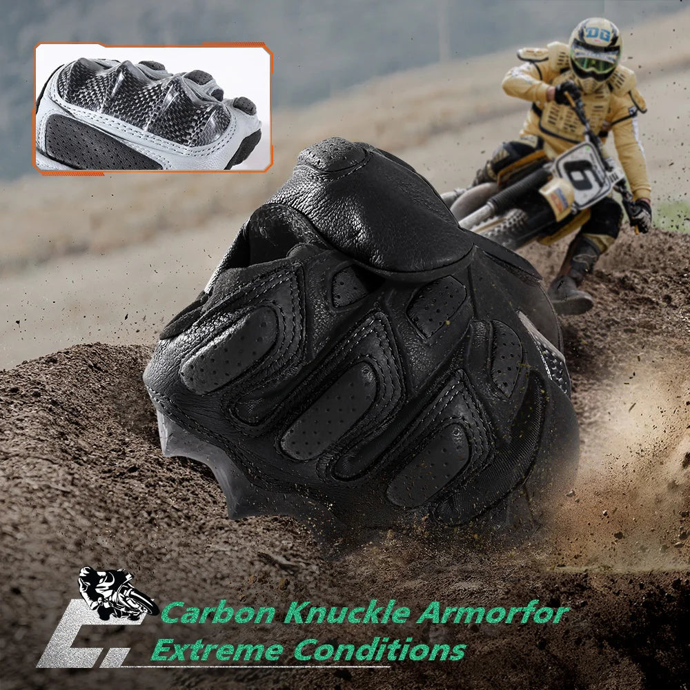 Guantes tácticos de cuero genuino con pantalla táctil y protección dura para paintball, ciclismo, deportes, senderismo, motocicleta, antideslizantes, equipo a prueba de golpes