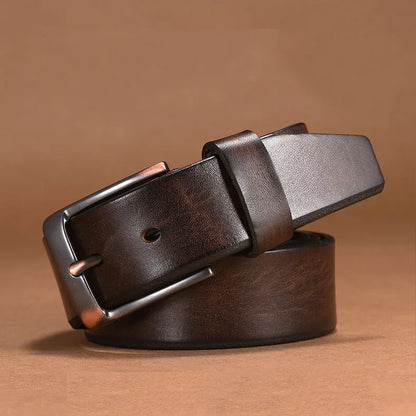 Retro Top Genuine Leather Belts Men Luxury Brand Designer Business Strap Male Wide Pin Buckle Belt For Jeans High Quality