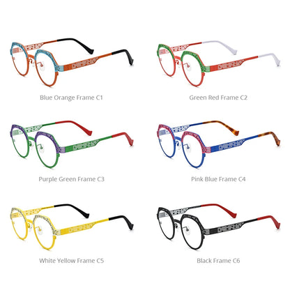 FONEX Titanium Eyeglasses Frame Women Colorful Hollow Out Polygon Glasses 2024 Men Eyewear F85815