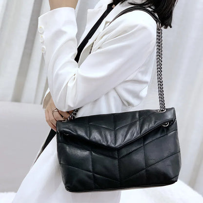 2024 YS Classic And Fashionable Big  New Chain Lingge Small Square Single Shoulder Crossbody For Leather