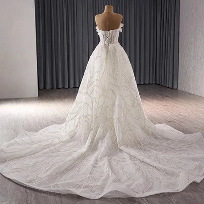 Robe de mariée de luxe mexicaine en forme de sirène avec traîne longue amovible et perles en cristal 2025