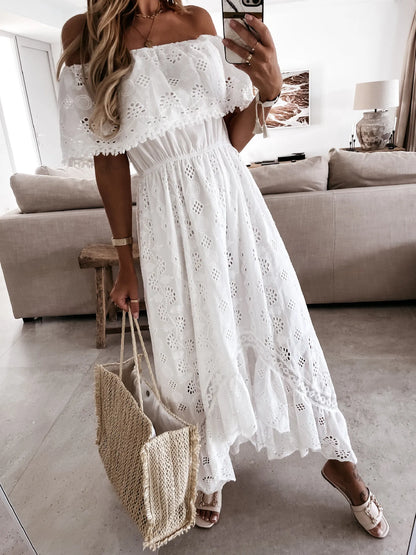 Robe d'été blanche pour femme 2023 Tenues de plage décontractées à la mode Nouvelles robes longues maxi bohème hippie chic élégantes pour soirée