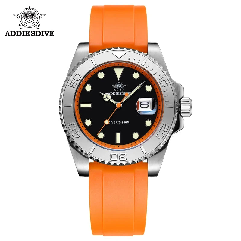 ADDIESDIVE AD2040 Reloj para hombre, 41 mm, reloj de cuarzo para buceo a la moda, 200 m, reloj de pulsera de silicona y caucho, superluminoso, reloj para hombre