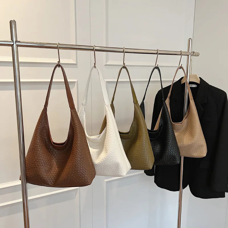 Bolsos de mano tejidos a la moda para mujer, bolso de mano de gran capacidad de cuero suave, bolso de hombro informal para mujer, bolsos grandes de viaje para el trabajo