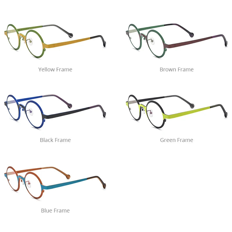 FONEX Monture de lunettes en titane coloré pour femmes 2023 Nouvelles lunettes rondes à la mode pour hommes F85771