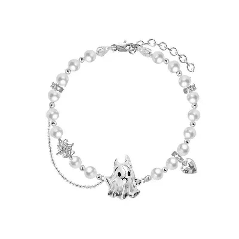 Pulsera fantasma de oro K con perla blanca natural para mujer, joyería de marca de lujo sencilla y moderna, regalo de aniversario