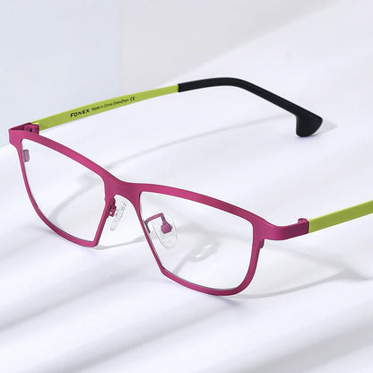 FONEX Titanium Glasses Eyeglasses Men 2024 New Retro Polygon Frame Women Trendy Color Eyewear F85824