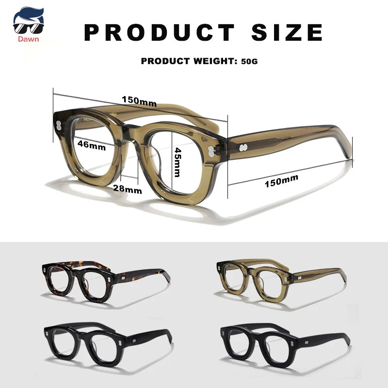 Fashion SCOT New Round Acetate Fiber Glasses Frames Men Myopia Reading Optical Women Elegant Prescription Glasses