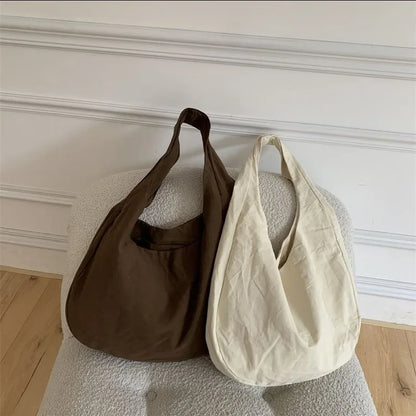 Sac à bandoulière en toile pour femme, sac à dos simple à croix oblique, sac à bandoulière de grande capacité, sac Hobos rétro Dumpling