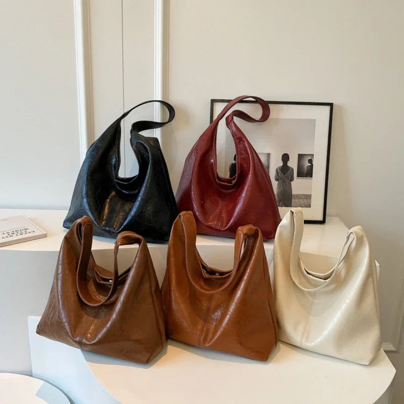 Soft PU Leather Shoulder Bag for Women Wedding Totes All-match Commuter Underarm Bag Bolso Mujer Fashion Large Capacity Handbag