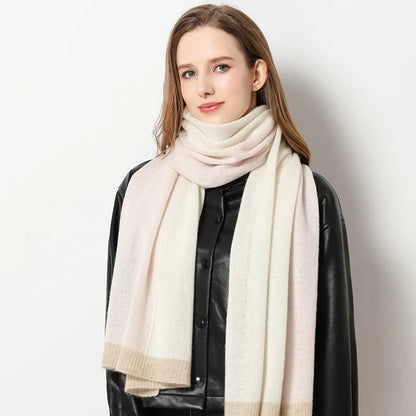 High Grade 100% Pure Cashmere Scarf Women's Autumn and Winter Albas Light Luxury Gradual Water Ripple Warm Shawl