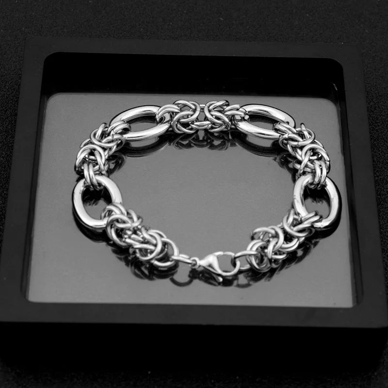 Pulsera de cadena de acero inoxidable 316L con diseño de hip hop para hombre y mujer, gruesa, moderna, estética, estilo punk