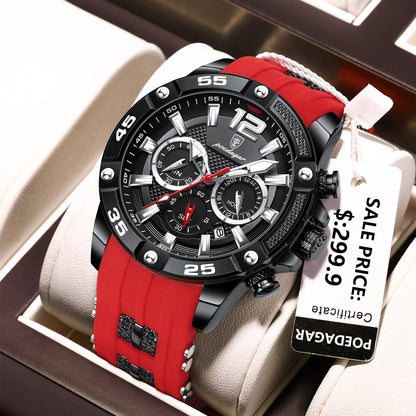 POEDAGAR Reloj de pulsera de lujo para hombre, deportivo, cronógrafo, resistente al agua, luminoso, con fecha, para hombre, reloj informal de cuarzo de silicona para hombre