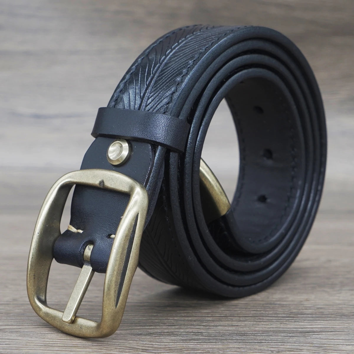 Ceinture en cuir véritable pour homme, 3,8 cm, épaisse, en cuir de vache, boucle en cuivre, décontractée, pour jeans, haute qualité, rétro, luxe, design