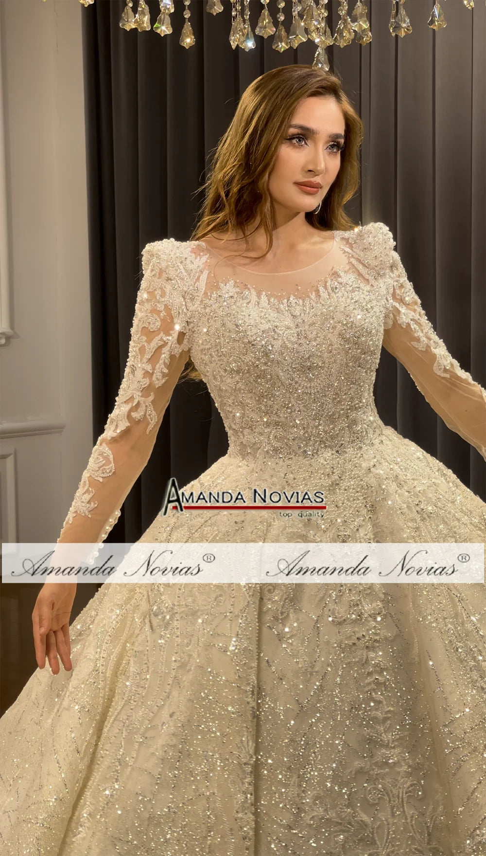 Amanda Novias Lace Applique Wedding Dress NS4771