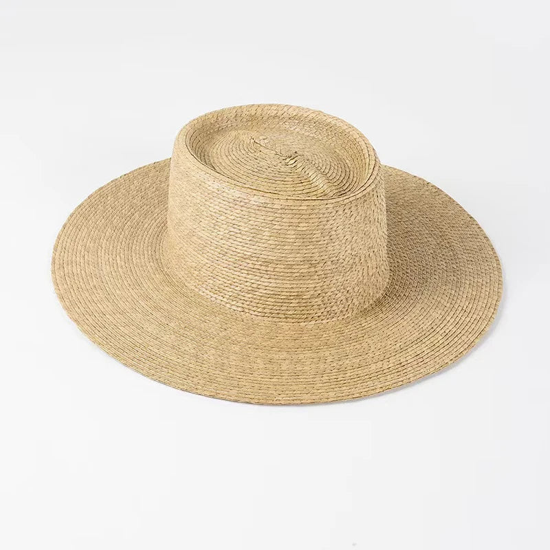 Sombrero de paja con hojas de girasol hecho a mano, sencillo, de moda europea americana, para verano, para mujer y hombre, sombrero de paja estilo náutico, sombrero de sol de lujo de diseñador coreano