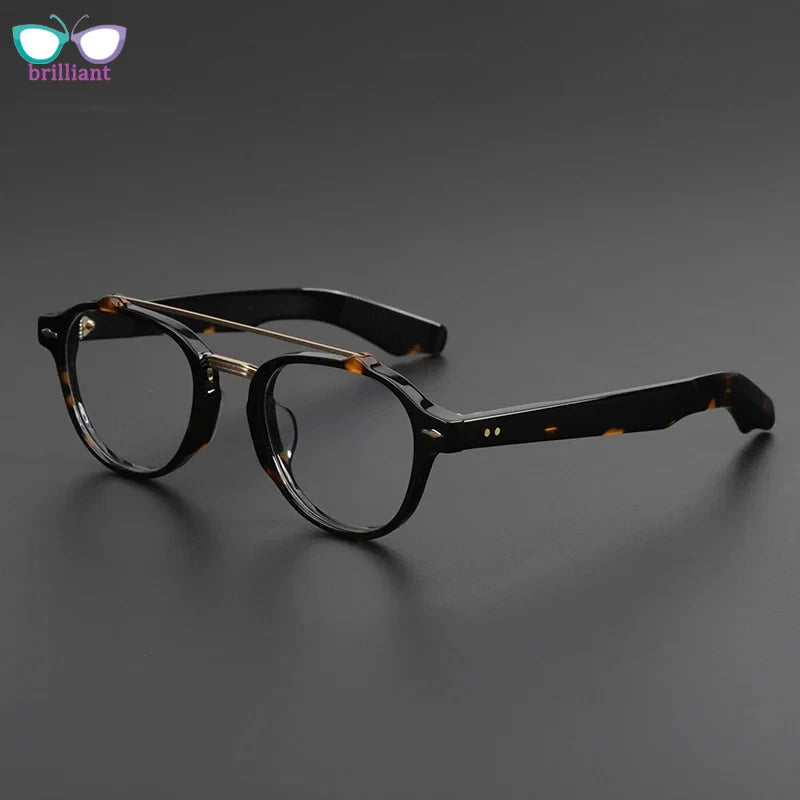 Double Beam Men Eyeglass Frame New Top-quality Handmade Acetate 68RX Retro Optical Glasses Women Myopia Reading Round Eyeglasses