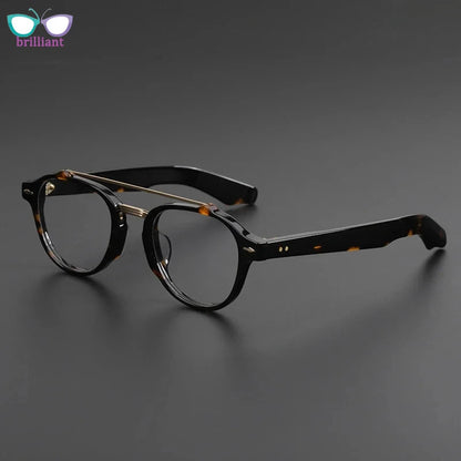 Monture de lunettes à double faisceau pour hommes, nouvelle monture de lunettes optiques rétro 68RX en acétate de qualité supérieure faite à la main pour femmes, lunettes de lecture rondes pour myopie