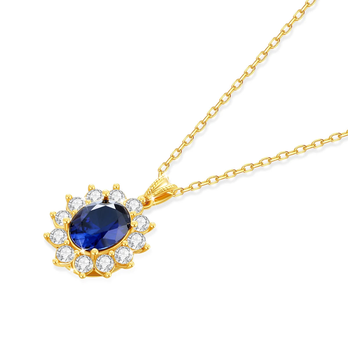 Szjinao Real Blue Corundum18k Gold Necklace With Certificate Women Princess Kate Pendant K Gold Jewelry AU750 Stamp Wedding Gift