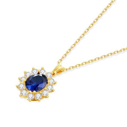 Collier en or 18 carats avec corindon bleu véritable Szjinao avec certificat pour femme, pendentif princesse Kate, bijoux en or K, poinçon AU750, cadeau de mariage