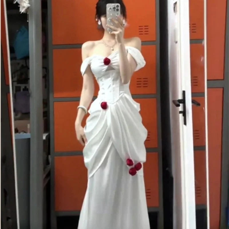 Vestido de un solo hombro para ocasiones formales, banquetes, brindis, minorías, de lujo, ligero