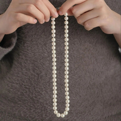 Edison Authentic Freshwater White Pearl Necklace, Natural Round 7-8mm, Exquisite and Noble Festival Gift