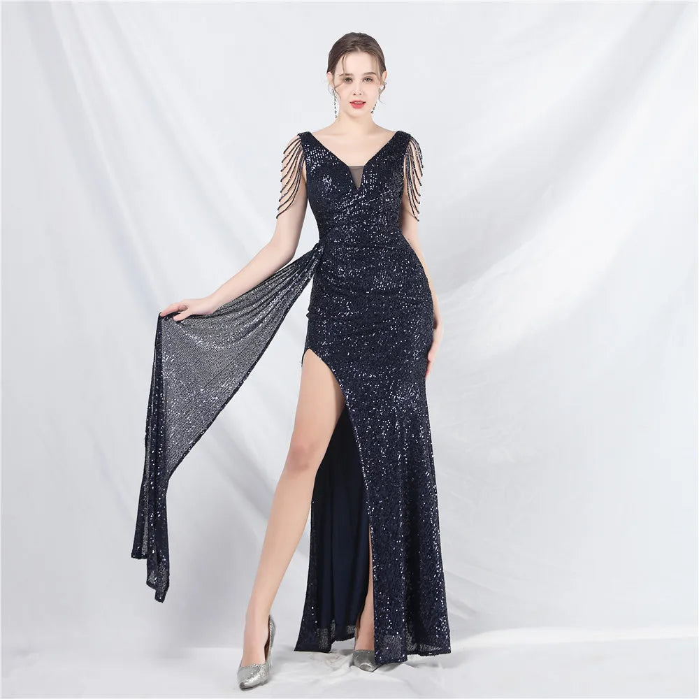 Robes de soirée élégantes pour femmes 2024 Robe à paillettes Longue Soirée de mariage Invité Demoiselle d'honneur Occasion formelle internationale Mariages