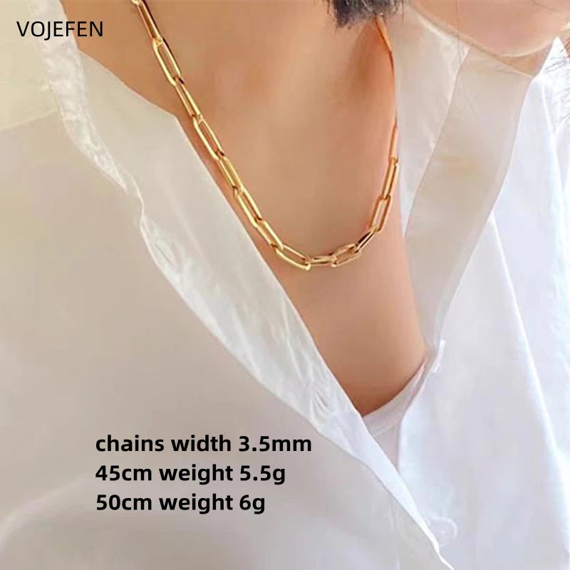 VOJEFEN 18 K Gold Necklaces Jewelry Auu750 Gold Cross Chains Choker Links Neck Luxury Brand Fine Quality Jewelery Certificada