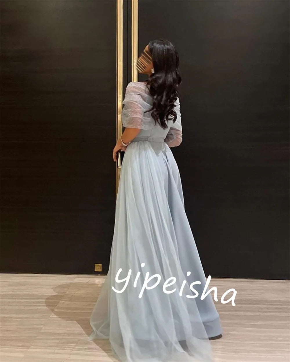 Jersey Pleat Evening A-line Off-the-shoulder Bespoke Occasion Gown Long Dresses