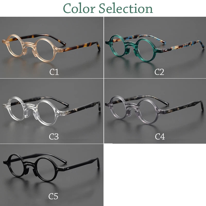 Vintage small circular glasses retro transparent yellow, green, gray myopia prescription optical reading eyeglasses frame