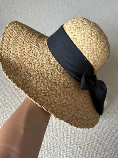 Summer beach vacation wide brim natural straw hat