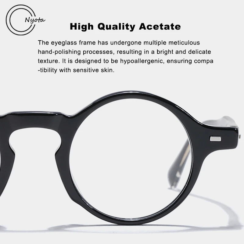 Gafas redondas de acetato hechas a mano de alta calidad para hombre y mujer, anteojos ópticos para miopía, lectura, tendencia personalizada