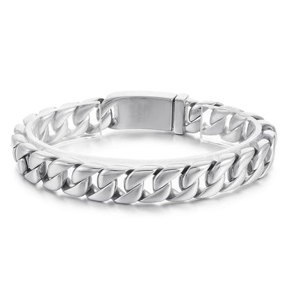 KALEN Collier et bracelet en chaîne cubaine de 12 mm de largeur pour femmes et hommes, bijoux ras du cou brillants, punk, acier inoxydable, couleur or, cadeau