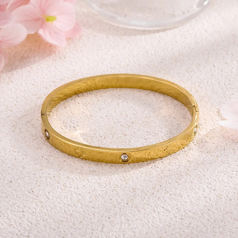 10pcs Mixed Waterproof Stainless Steel Clover Heart Moon Star Bracelet Bangle For Women Anti-rust Fashion Gold Titanium Jewelry