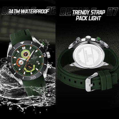 Reloj NAVIFORCE para hombre, deportivo, resistente al agua, de cuarzo, cronógrafo, militar, con luz, regalo para hombre 2024