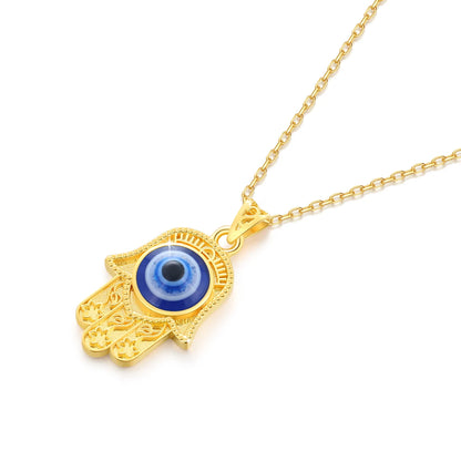 Szjinao 100% 18k Real Gold Evil Eye Necklace Hand Luxury Design With K Gold Certificate Pendant Jewelry For Women Istanbul Gift